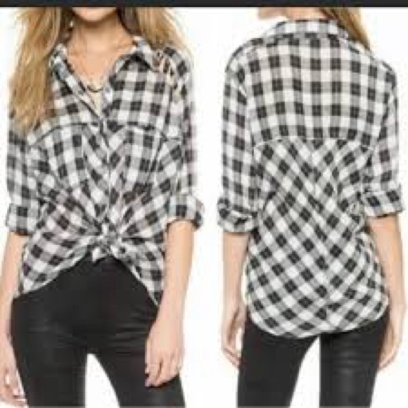 Free People Lace up Western boho Chic  Plaid Gauze Snap Button Up Size S - Picture 1 of 9